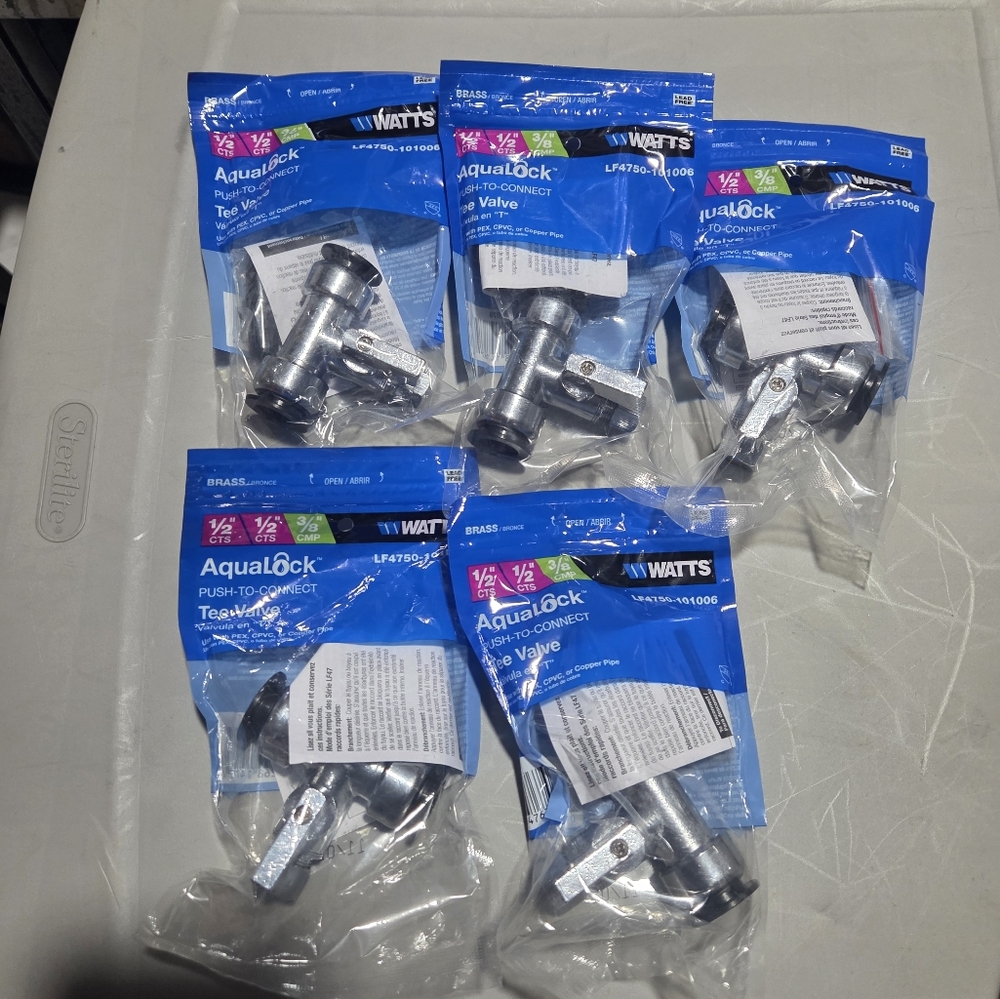 5 Watts AquaLock™ 1/2" Push to Connect x 3/8" Compression Lead-Free Brass...